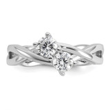 Cheryl M Sterling Silver Rhodium-plated Polished and Crisscross Two Stone CZ Ring - QC-5DD5B7F4-5024