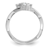 Cheryl M Sterling Silver Rhodium-plated Polished and Crisscross Two Stone CZ Ring - QC-AAED5683-2369