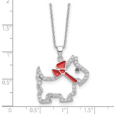 Cheryl M Sterling Silver Rhodium-plated Polished and Enameled Black and White CZ Scottie Dog 16 Inch with 2 Inch Extension Necklace