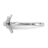 Cheryl M Sterling Silver Rhodium-plated Polished and Twisted CZ Bow Ring - QC-9004689E-1766