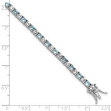 Cheryl M Sterling Silver Rhodium-plated Polished Aqua Glass and CZ Tennis Bracelet