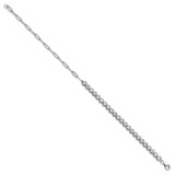 Cheryl M Sterling Silver Rhodium-plated Polished Bezel Set CZ and Paperclip Link Bracelet
