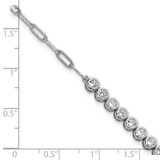 Cheryl M Sterling Silver Rhodium-plated Polished Bezel Set CZ and Paperclip Link Bracelet