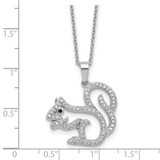Cheryl M Sterling Silver Rhodium-plated Polished Black and White CZ Squirrel 16 Inch with 2 Inch Extension Necklace