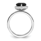 Cheryl M Sterling Silver Rhodium-plated Polished Black and White CZ Teardrop Halo 3 Ring Set - QC-1761BC4D-2888
