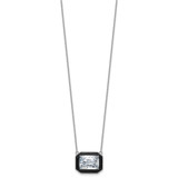 Cheryl M Sterling Silver Rhodium-plated Polished Black Enamel and Emerald-cut CZ Necklace