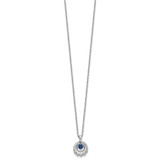 Cheryl M Sterling Silver Rhodium-plated Polished Blue Glass and CZ Circles with 2 Inch Extension Necklace
