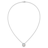 Cheryl M Sterling Silver Rhodium-plated Polished Created Opal and CZ Oval Halo Necklace