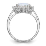 Cheryl M Sterling Silver Rhodium-plated Polished Created Opal and CZ Oval Halo Ring - QC-3DC8E7F6-1259