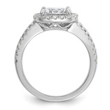 Cheryl M Sterling Silver Rhodium-plated Polished Cushion-cut CZ Halo Ring - QC-62986D88-9910
