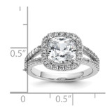 Cheryl M Sterling Silver Rhodium-plated Polished Cushion-cut CZ Halo Ring - QC-E04E8383-7587