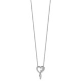 Cheryl M Sterling Silver Rhodium-plated Polished CZ Butterflies Heart with 2 Inch Extension Necklace