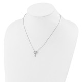 Cheryl M Sterling Silver Rhodium-plated Polished CZ Butterflies Heart with 2 Inch Extension Necklace