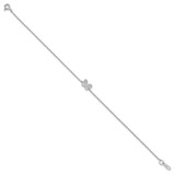 Cheryl M Sterling Silver Rhodium-plated Polished CZ Butterfly 9.5 Inch with 1 Inch Extension Anklet