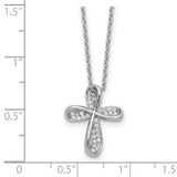 Cheryl M Sterling Silver Rhodium-plated Polished CZ Cross with 2 Inch Extension Necklace