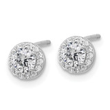 Cheryl M Sterling Silver Rhodium-plated Polished CZ Halo Post Earrings - QC-F65EC714-6094