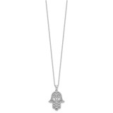 Cheryl M Sterling Silver Rhodium-plated Polished CZ Hamsa Necklace