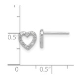 Cheryl M Sterling Silver Rhodium-plated Polished CZ Heart Post Earrings