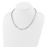 Cheryl M Sterling Silver Rhodium-plated Polished CZ Hearts Necklace