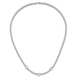Cheryl M Sterling Silver Rhodium-plated Polished CZ Hearts Necklace