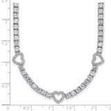Cheryl M Sterling Silver Rhodium-plated Polished CZ Hearts Necklace