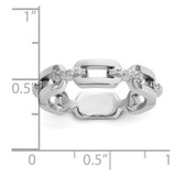 Cheryl M Sterling Silver Rhodium-plated Polished CZ Link Ring - QC-BADFE8CA-8625