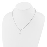 Cheryl M Sterling Silver Rhodium-plated Polished CZ Paperclip Link Lariat Necklace