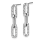 Cheryl M Sterling Silver Rhodium-plated Polished CZ Paperclip Link Post Dangle Earrings - QC-26BCEF53-7980