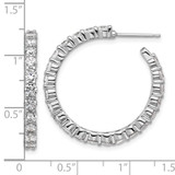 Cheryl M Sterling Silver Rhodium-plated Polished CZ Post C-Hoop Earrings