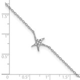 Cheryl M Sterling Silver Rhodium-plated Polished CZ Starfish 9.5 Inch with 1 Inch Extension Anklet