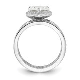 Cheryl M Sterling Silver Rhodium-plated Polished CZ Teardrop Halo 3 Ring Set - QC-4FB2E655-8311