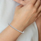 Cheryl M Sterling Silver Rhodium-plated Polished CZ with Safety Clasp Tennis Bracelet
