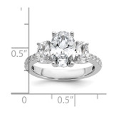 Cheryl M Sterling Silver Rhodium-plated Polished Fancy 3-Stone Oval CZ Ring - QC-D04D525D-4043