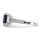 Cheryl M Sterling Silver Rhodium-plated Polished Fancy Blue and White CZ 3-Stone Ring - QC-0A6D2390-7248