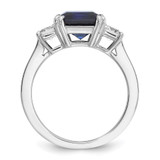 Cheryl M Sterling Silver Rhodium-plated Polished Fancy Blue and White CZ 3-Stone Ring - QC-DA847EC1-6262