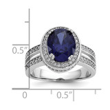Cheryl M Sterling Silver Rhodium-plated Polished Fancy Blue and White CZ Halo Ring - QC-F578FE19-3337