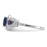 Cheryl M Sterling Silver Rhodium-plated Polished Fancy Blue Purple and White CZ Halo Ring - QC-B1A0E004-2680