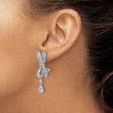 Cheryl M Sterling Silver Rhodium-plated Polished Fancy CZ Bow Post Dangle Earrings
