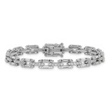 Cheryl M Sterling Silver Rhodium-plated Polished Fancy CZ Link Bracelet