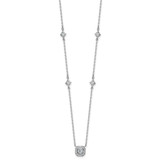 Cheryl M Sterling Silver Rhodium-plated Polished Fancy CZ Station with 2 Inch Extension Necklace
