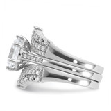 Cheryl M Sterling Silver Rhodium-plated Polished Fancy CZ with Two 3-Row Bands Ring Set - QC-1F50D1DE-6872