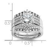 Cheryl M Sterling Silver Rhodium-plated Polished Fancy CZ with Two 3-Row Bands Ring Set - QC-57EA7283-4195