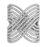 Cheryl M Sterling Silver Rhodium-plated Polished Fancy CZ X Ring - QC-88D80585-6233