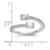 Cheryl M Sterling Silver Rhodium-plated Polished Fancy Emerald-cut CZ Bypass Ring - QC-53B6C910-8783