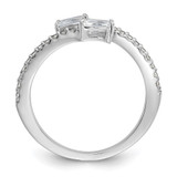 Cheryl M Sterling Silver Rhodium-plated Polished Fancy Emerald-cut CZ Bypass Ring - QC-5C0DEACC-9029