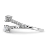 Cheryl M Sterling Silver Rhodium-plated Polished Fancy Emerald-cut CZ Bypass Ring - QC-CE08EE85-2313