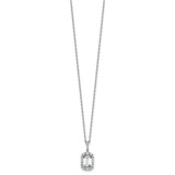 Cheryl M Sterling Silver Rhodium-plated Polished Fancy Emerald-cut CZ Halo with 2 Inch Extension Necklace