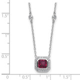 Cheryl M Sterling Silver Rhodium-plated Polished Fancy Lab Created Ruby and CZ Station Necklace