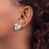 Cheryl M Sterling Silver Rhodium-plated Polished Fancy Multi-cut CZ Halo Omega Back Earrings