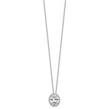Cheryl M Sterling Silver Rhodium-plated Polished Fancy Oval CZ Halo with 2 Inch Extension Necklace